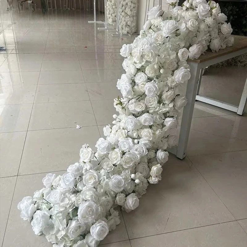 الفاخرة زهرة اصطناعية صف الزفاف الجدول محور الزهور الزفاف 2026 ديكور الطابق زهرة عداء قوس ديكو المرحلة الأزهار
