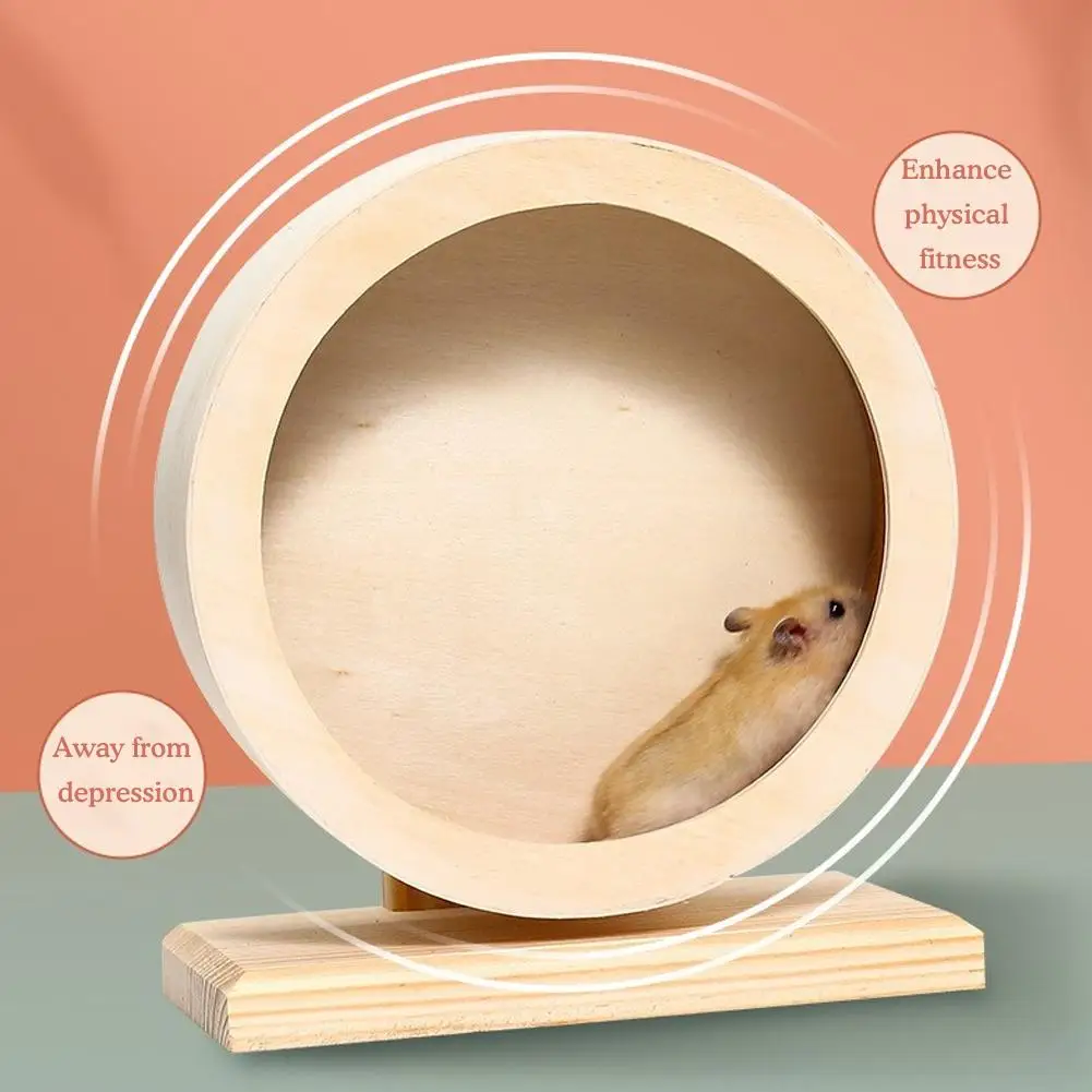 Hamster Running Wheel, Silent Wooden Belt With Bracket, Cork Pad, Windproof And Moisture-proof For Hamsters, Golden Bears, Y5A5