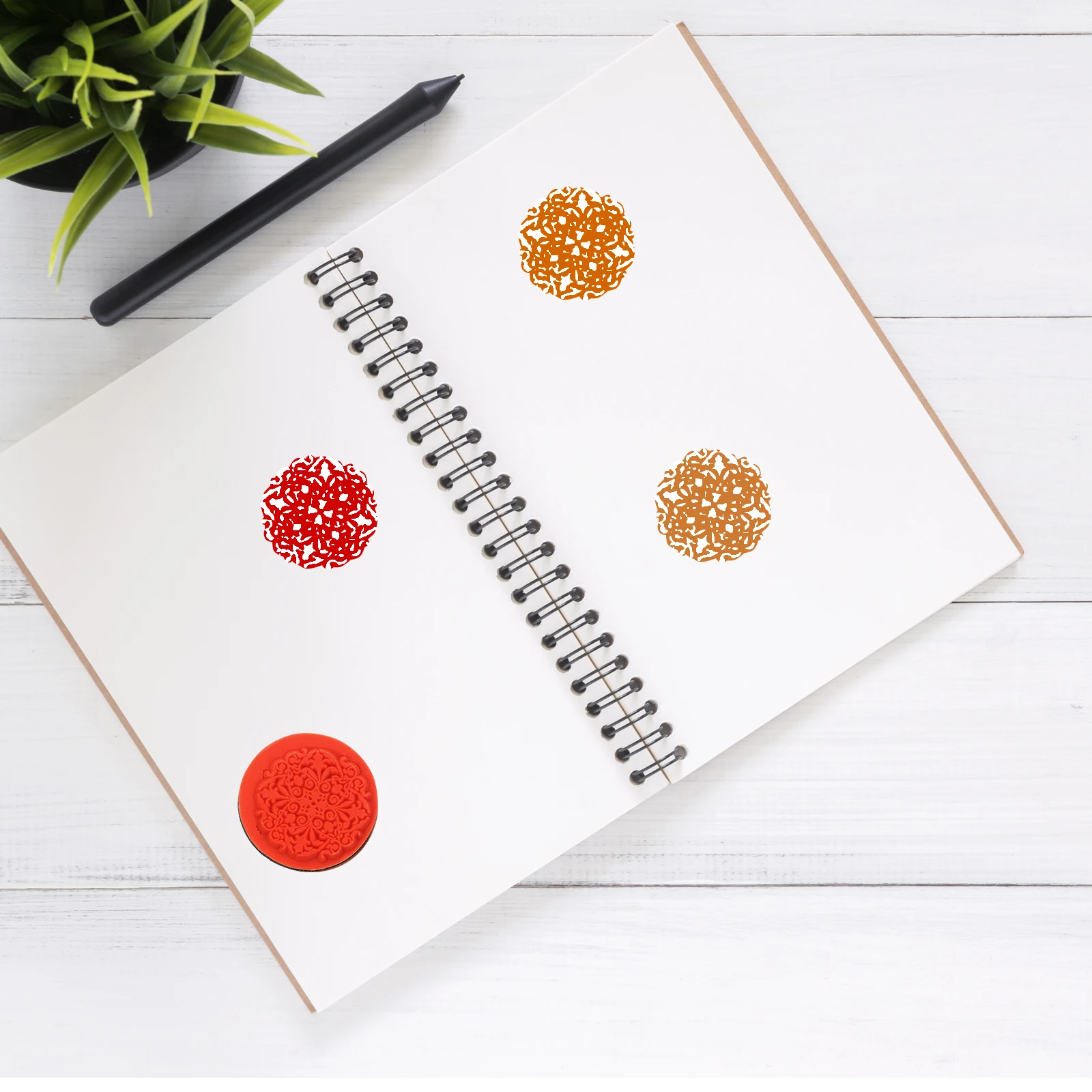 

2 set 2 Sets Creative Wooden Diy Craft Seal Scrapbook Diary Planner Decorative Flower Pattern Seals Lightweight