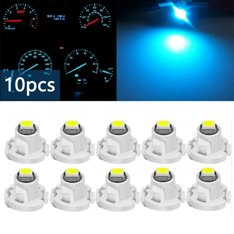 

10pcs Ice Blue Neo Wedge T4.2 1SMD LED 12-14V DC Car Cluster Instrument Dash Dashboard Gauge Climate Light Bulbs Car Accessories