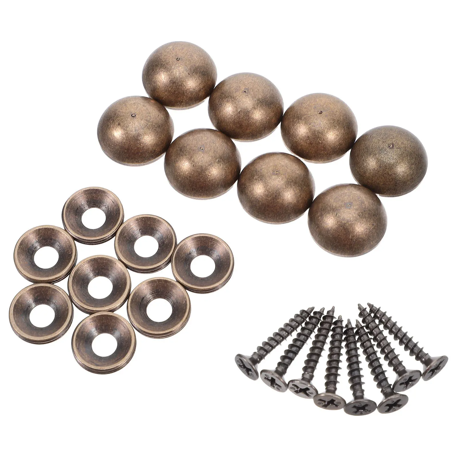8Sets Brass Decorative Screw Caps with Self Tapping Screws for Mirrors Cabinets Wall Decor Fixing Hardware Retro Style Furniture