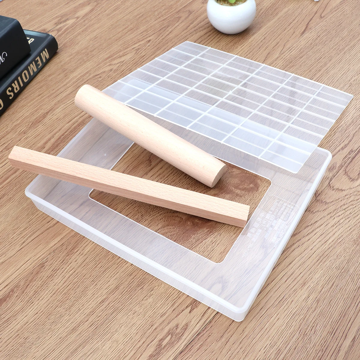 

4Pcs Silicone Nougat Mold Set Nonstick Baking Tools for DIY Candy Pastry Cake Biscuit Chocolate Rolling Pin Cutting Mat