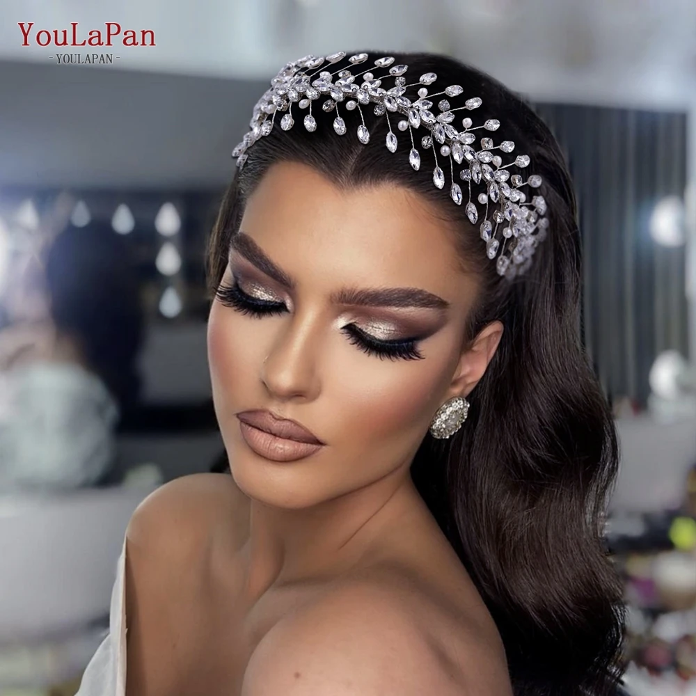 YouLaPan-Diadema con diamantes de imitación para mujer, accesorios para el cabello para novia, tocado de fiesta, tocado de boda elegante, HP351