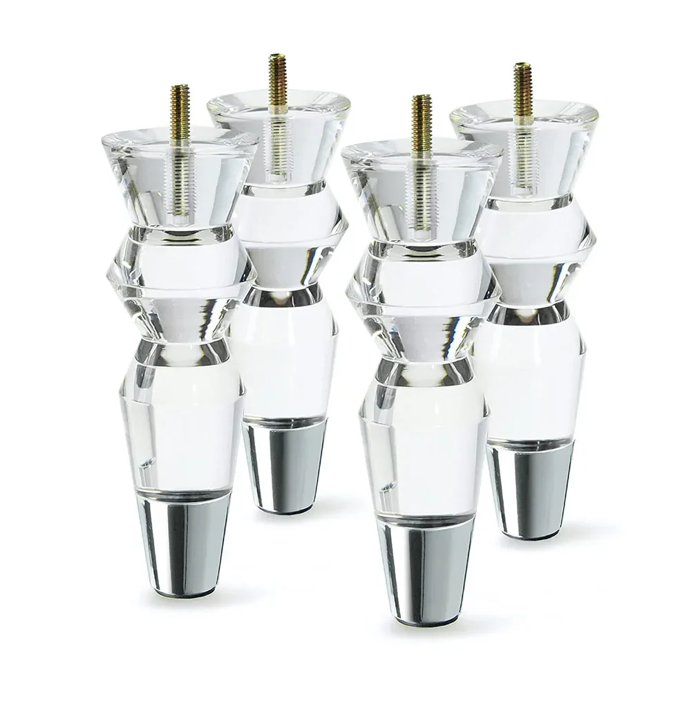 

Хромированные акриловые ножки для мебели, 6,9 дюйма, сменные ножки для дивана, шкаф, современный прозрачный декор, ножки «сделай сам», конический стиль, набор из 4 шт.