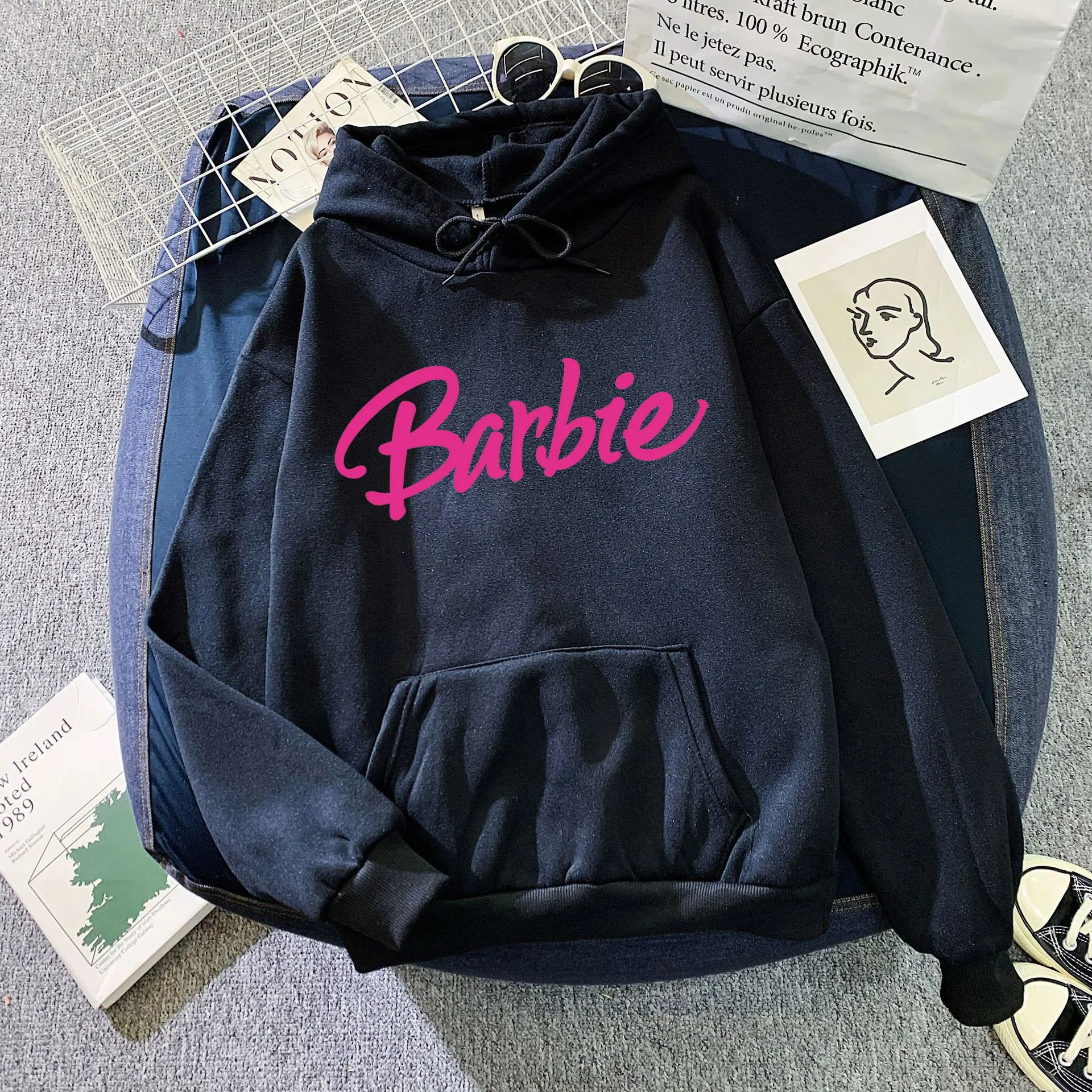 Barbie Dikke Fleece Hoodie Herfst En Winter Stijl Ins Losse Jas Anime Kawaii Sweatshirt Voor Dames Kleding Verjaardagscadeaus