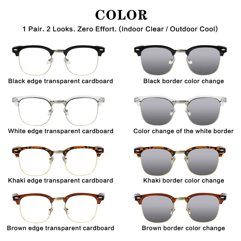 

4-Pack Photochromic Glasses Set UV Protection Auto Darkening Lenses Lightweight Stylish Indoor Outdoor Use