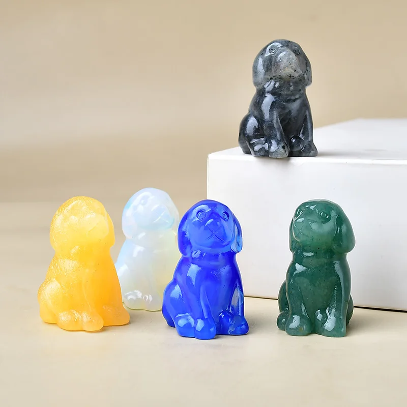 Perro tallado en cristal natural, una opción perfecta para la decoración del hogar como adorno de regalo de cristal, una gran opción para cristales curativos.