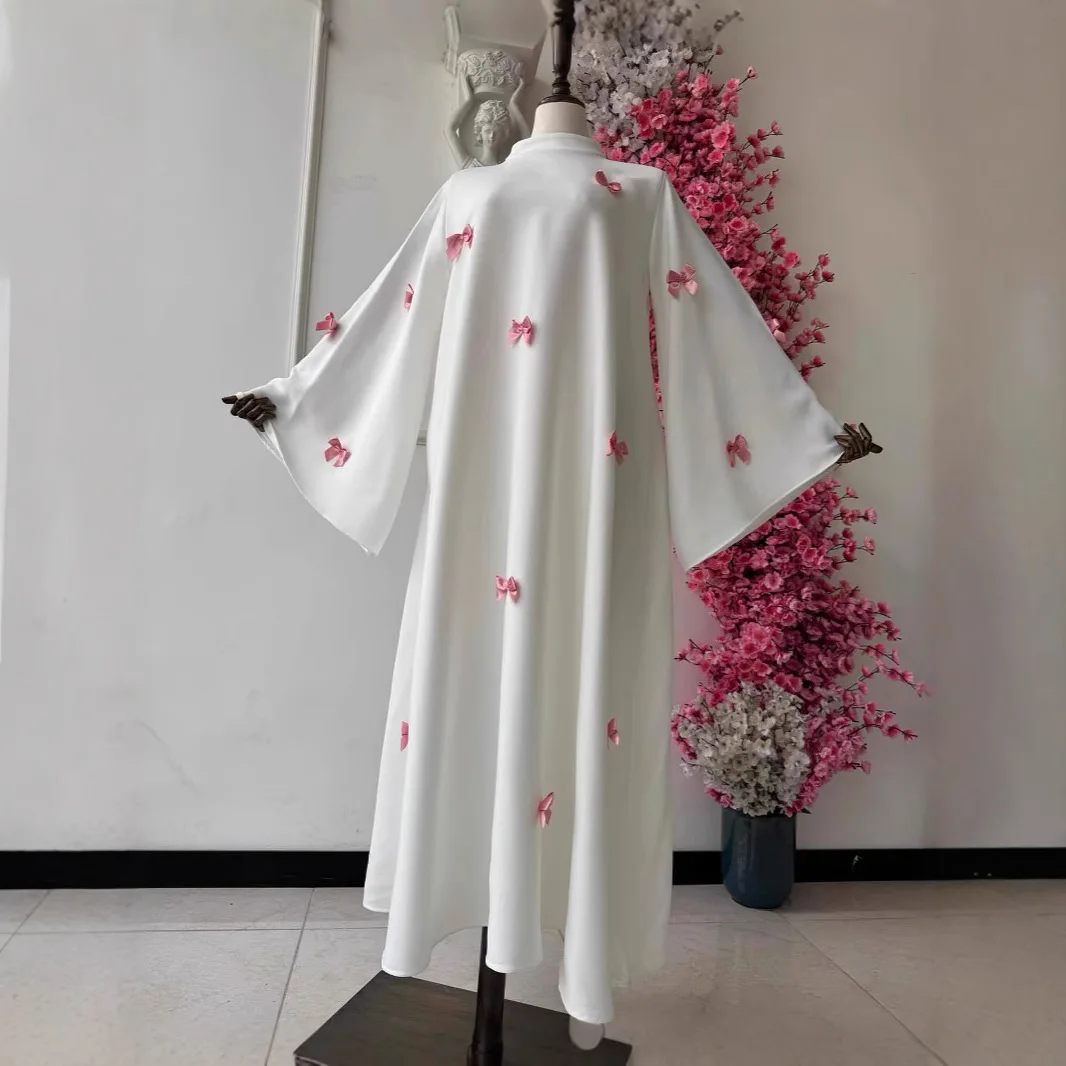 Nahen Osten Arabischen frauen Kleidung Neue Dubai Abaya Lose Ausgestellte Ärmel Bogen Kleid Kleid Mode Elegante Muslimische Frauen