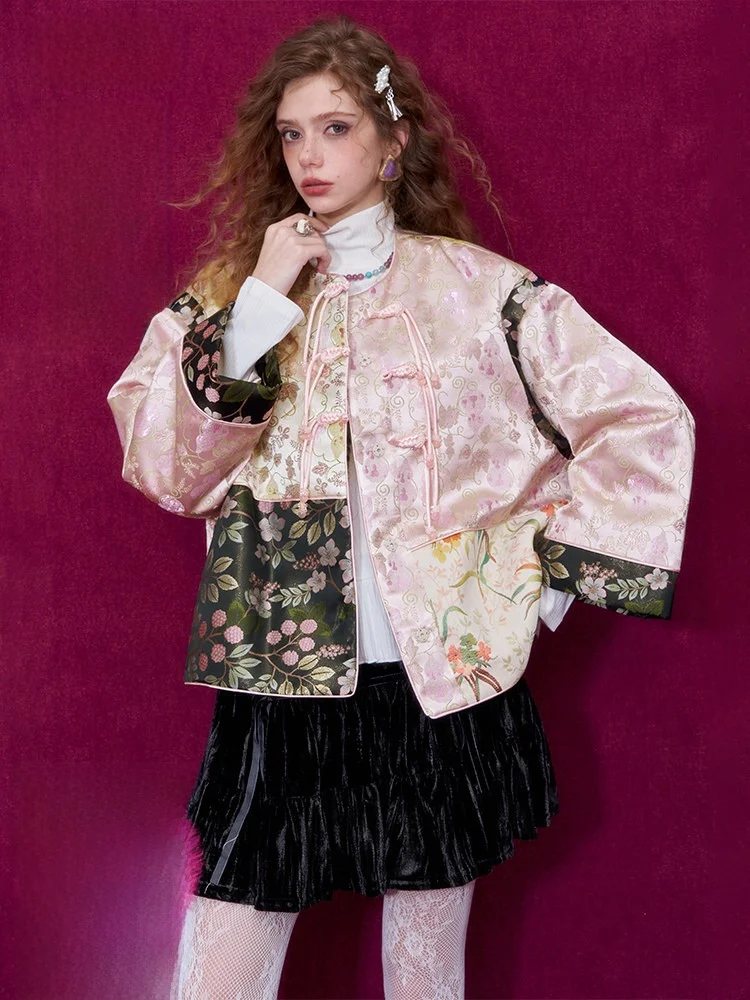 Bata de Invierno para Mujer, Diseño de Hada, Estilo Chino, Satén Bordado, Estilo Holgado con Botones, para el Año Nuevo...