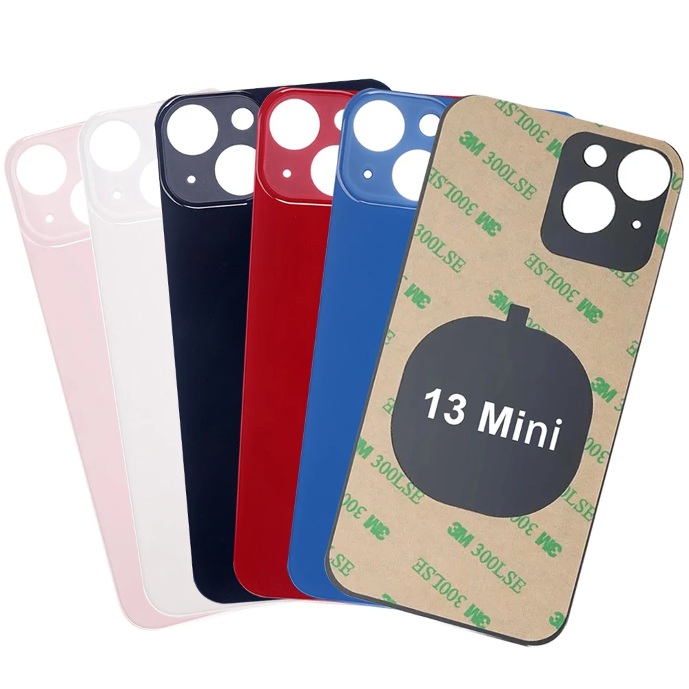 زجاج خلفي بفتحة كبيرة + غراء 3M لهاتف iPhone 13 غطاء خلفي صغير زجاجي بديل سريع غطاء بطارية الإسكان