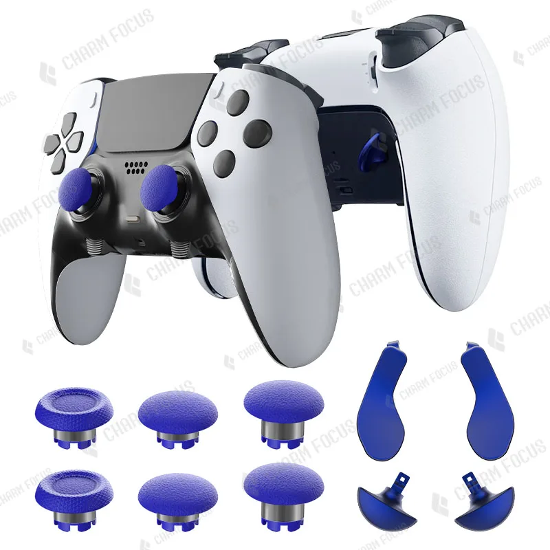 Joystick analogowy 10 w 1 z plastikową nakładką na palec i 4 metalowymi przyciskami spustowymi na tylnym uchwycie, pasuje do kontrolera PS5 Edge. — zdjęcie produktu 5