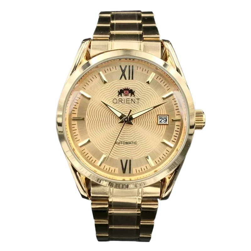 Orient Double Lion klassieke horlogeserie goudkleurig roestvrij staal automatisch mechanisch polshorloge gloednieuw top herenhorloge - afbeelding 2