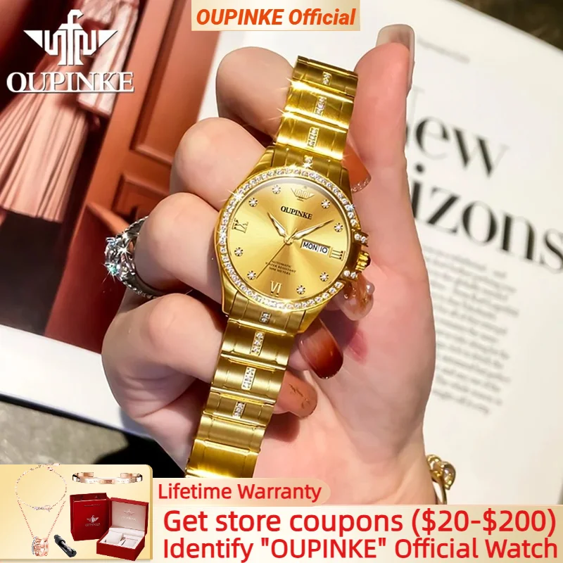 

OUPINKE 3195 Women's Watch Luxury Brand Elegant Diamond Waterproof Women Automatic Mechanical Watch High end Gift Box Set Watch