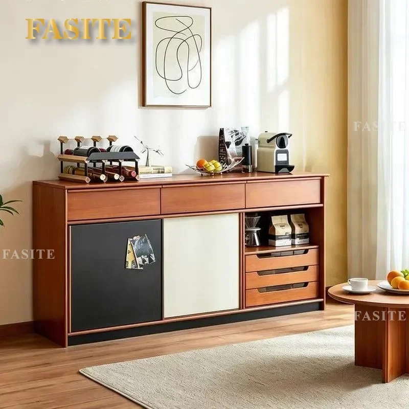Mid Century Modern Solid Wood Sideboard Cabinet for Living Room Dining Entryway Storage Console Table with Doors Shelf Unit