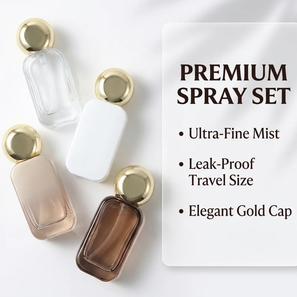 30ml Glass Perfume Refill Bottle with Gold Cap, Portable Press-Type Spray Bottle, Travel Refill Cosmetic Spray Bottle, Leak-Proof Perfume Replacement Bottle, High-Quality and Exquisite Portable Perfume Bottle, Reusable Refill Container