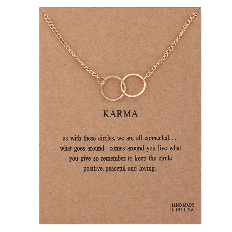 New Trendy Alloy Cute Elegant Simple Karma Wish Shine Free Luck Pendant Necklaces for Women Fashion Accessories Jewelry Dropship