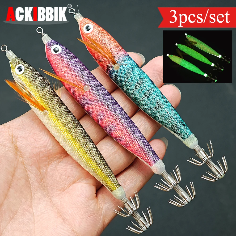 Juego de 3 piezas de 12 cm para pesca en agua salada, pesca nocturna, diseño biónico, anzuelo de plumas, patrón de escamas realistas, anzuelo antirust, cebo duro