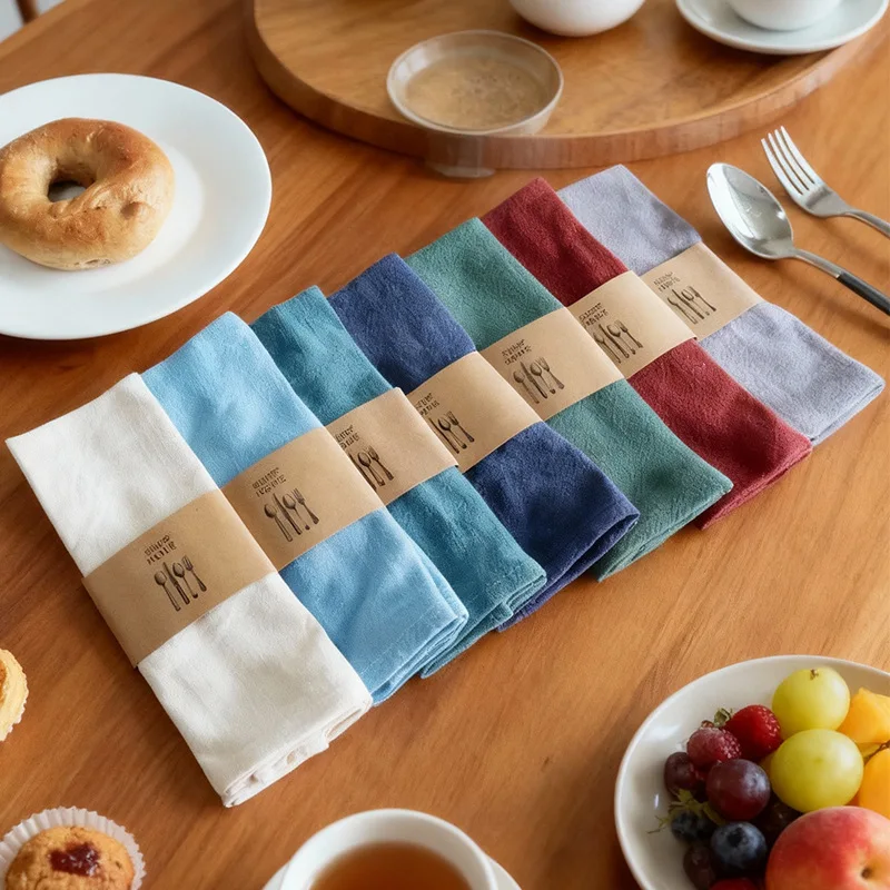 Rustic Cotton Linen Napkins Bulk Set of 2 30X45cm Dinner Cloth Napkin for Christmas Table Decoration Wedding Party Hotel Banquet