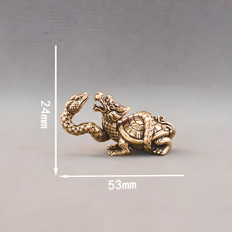 Figuras de cuerpo de tortuga con cabeza de tortuga de pitón mítico de latón Retro, estatua de Animal de la suerte en miniatura