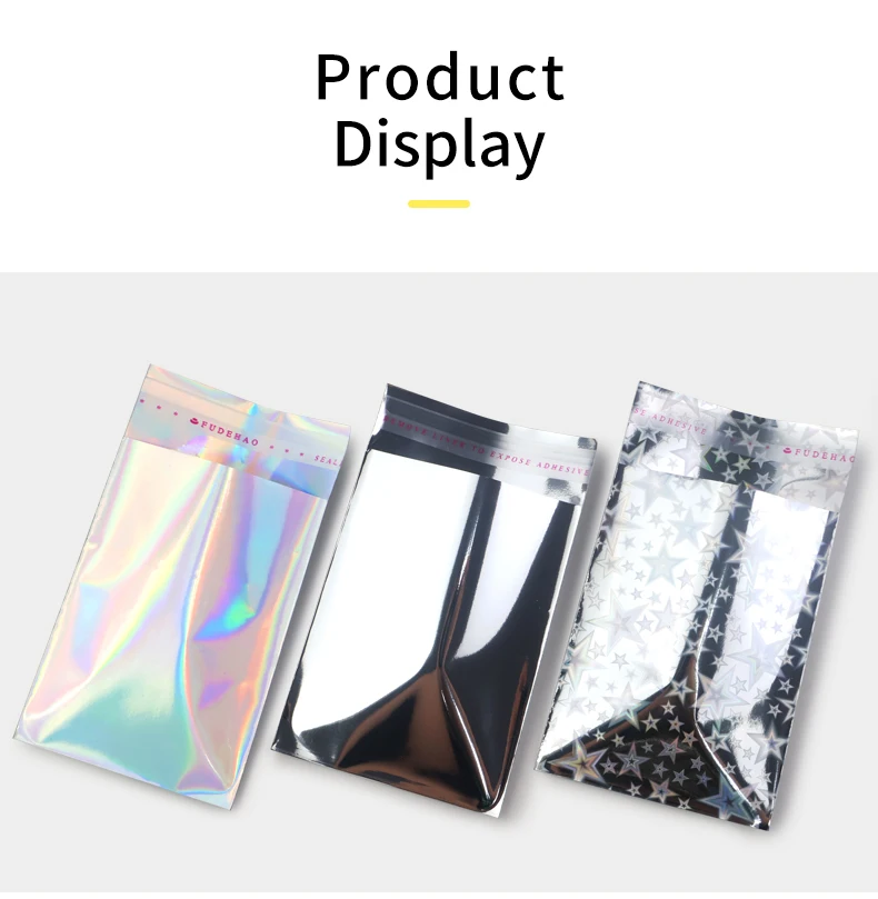 100 Stück Selbstklebende Metallisierte Beutel Aluminiumfolie-Taschen für Geschäftsverpackungen Schmuck Karten Plastiktüten – Detail 7