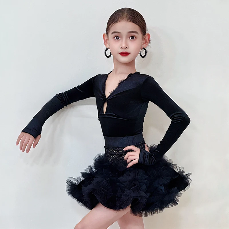 Sukienka na zawody tańca towarzyskiego dla dzieci, strój do tańca dla dziewcząt, sukienki do tańca latynoamerykańskiego, kostium sceniczny SL14543