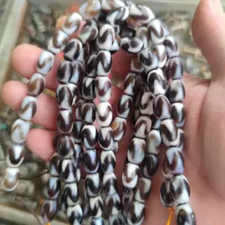 20pcs/lot Agate Fine Beads Amulet 8mm*12mm Collection Signle Tiger Tooth Patterns Jewelry for Bracelet and Necklace