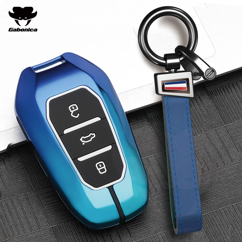 Car Zinc Alloy Key Case Bag For Peugeot GTLine 207 407 407 408 308 408 508 2008 3008 4008 5000 8 RCZ Car Key Chain Metal Key She