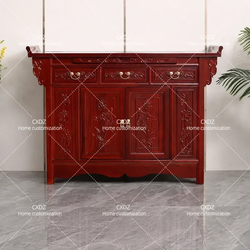 Solid Wood Elm Incense Table Modern New Chinese Style Vertical Cabinet Simple Buddhist Altar Home Decor Economical Storage