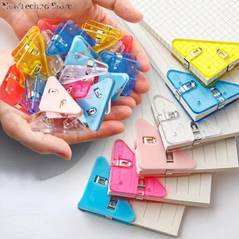 2pcs Color Corner Clips Set Triangle Transparent Page Holder Index Clamp Clip For About 40 Sheets Stationery Office School