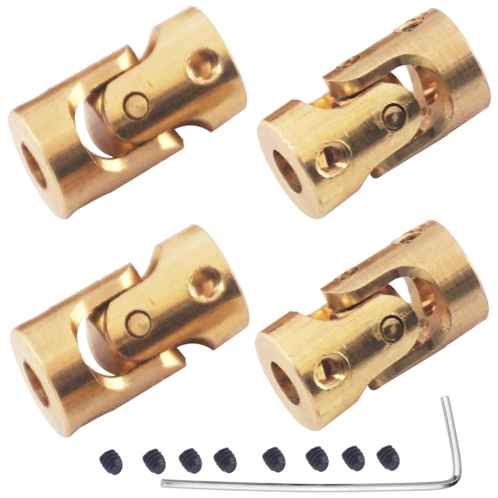 3mm-3mm Micro Brass Universal Joint Motor Shaft Coupler Connector Compatible with 1/24 1/18 RC Car Boat DIY Airplane Gimbal