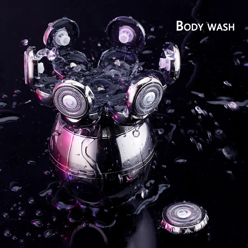 ماكينة حلاقة كهربائية احترافية للرجال ماكينة تشذيب شعر اللحية ماكينة حلاقة كهربائية للوجه قابلة لإعادة الشحن ماكينة حلاقة برأس أصلع شاشة LCD