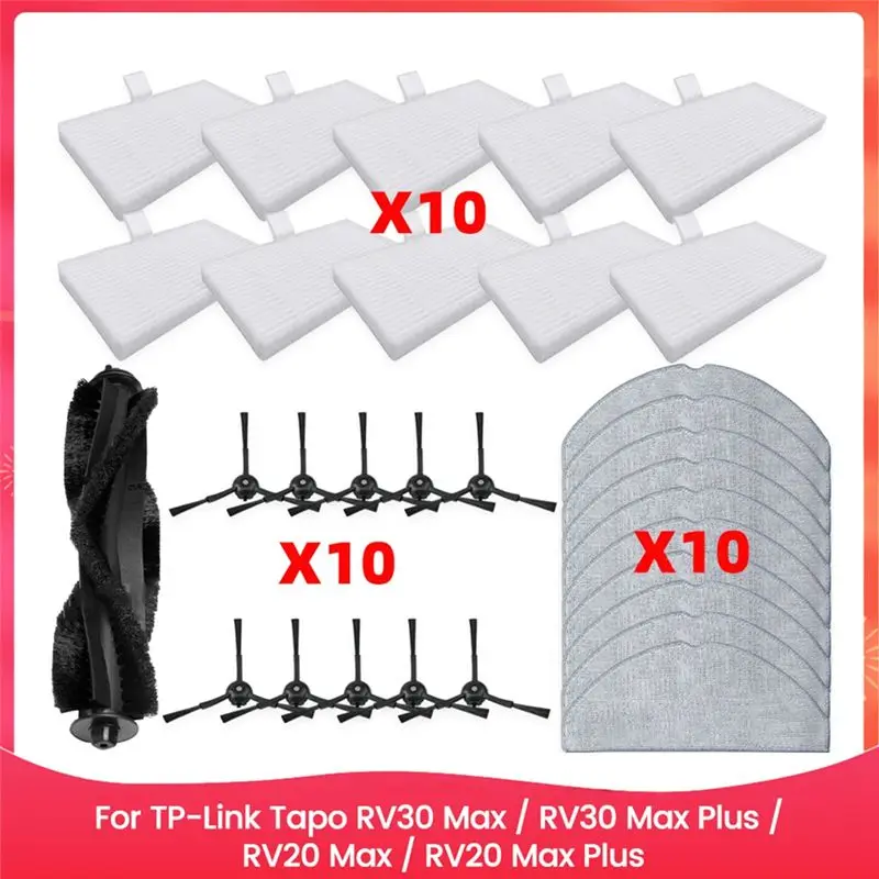 

Новые запчасти для TP-Link Tapo RV30 Max / RV30 Max Plus / RV20 Max / RV20 Max Plus: фильтр, основная и боковые щетки, салфетка для влажной уборки
