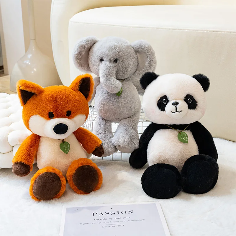 Giocattoli di peluche serie Run da 35 cm Volpe Panda Elefante - Simpatico cuscino per bambola di peluche morbido per il regalo di compleanno di San Valentino