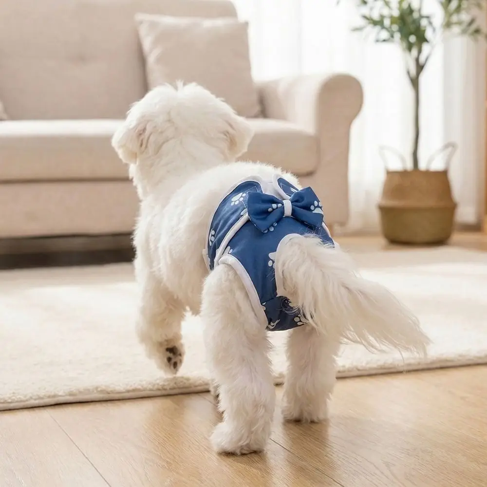 

Washable Dogs Diaper Dog Paw Pattern Adjustable Dog Sanitary Panties Cozy Breathable Pet Physiological Pants Wound Recovery