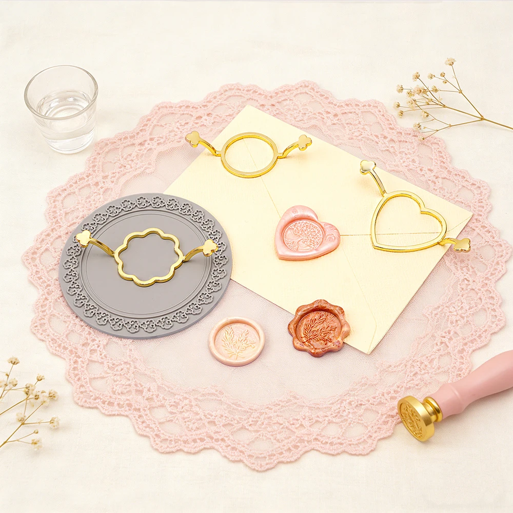 金属ワックスシールスタンプ4個セット、丸型/花型/ハート型モ - Wax Seal Stamp Set のレビューと価格