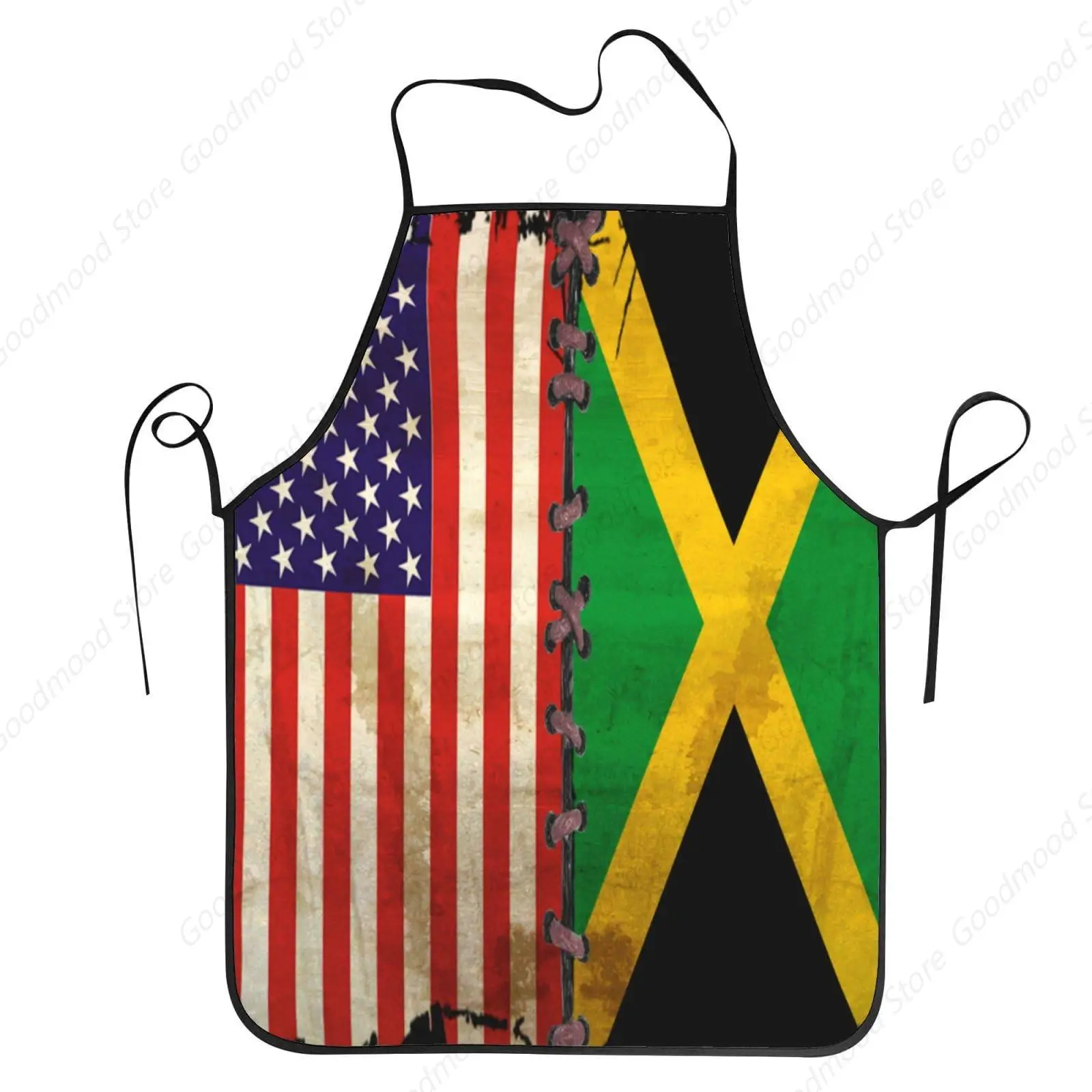 USA America Jamaica Flag Apron for Men Women Adjustable Large Volume Printing Funny Vintage Aprons for Kitchen Cooking BBQ