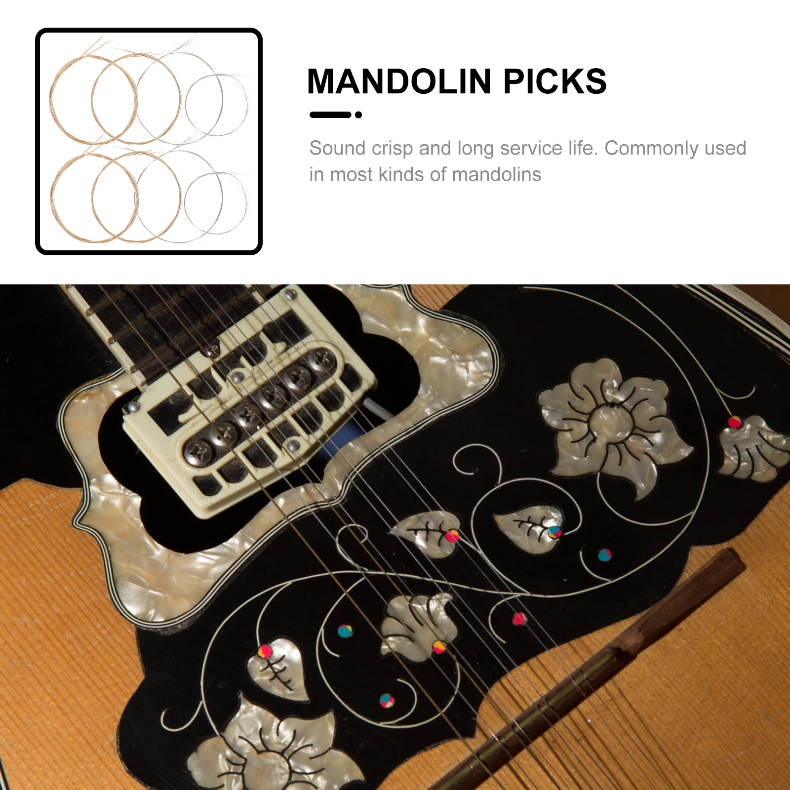 

Mandolin Strings Steel Wire Bright Tone Instrument Accessories for Mandolins Banjo Dulcimer Acoustic Strings Long Service Life