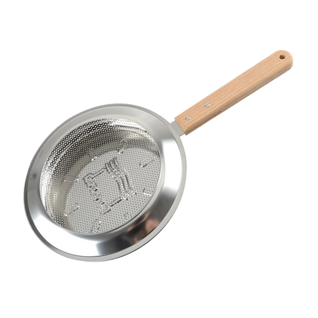 Nhà Tay Rang Cà Phê Inox Có Tay Cầm Bằng Gỗ