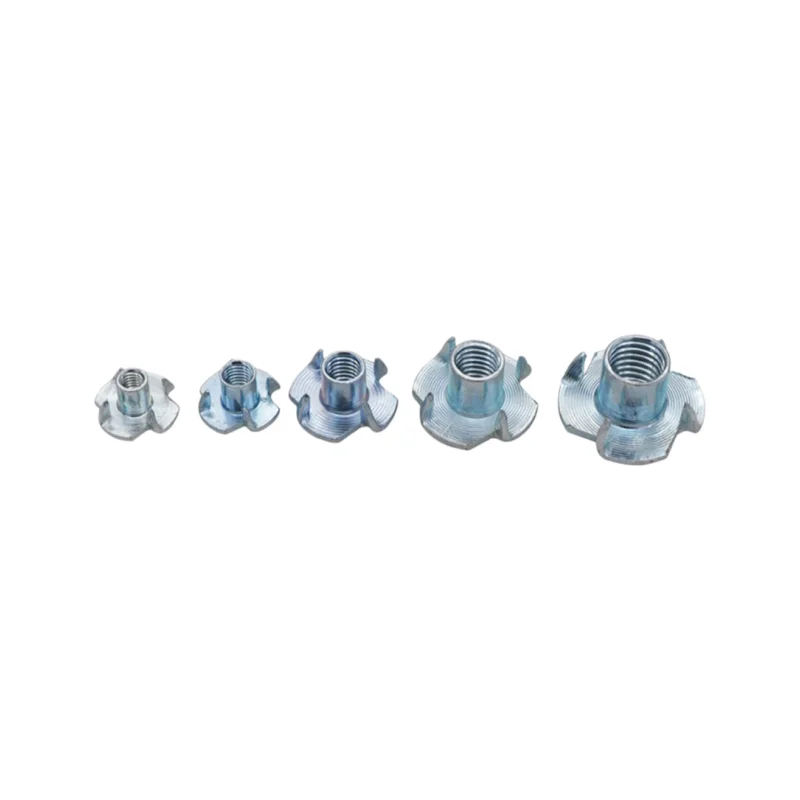 Carbon Steel T-Nut 4-Prong Tee Nut Zinc Plated Insert Nut for Wood Marine Plywood Furniture M4 M5 M6 M8