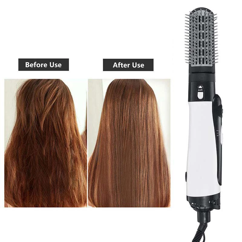 

Professional Portable Mini Hairdressing Negative Ion Straightening Curly Electric Three-in-one Rotary Hot air Brush