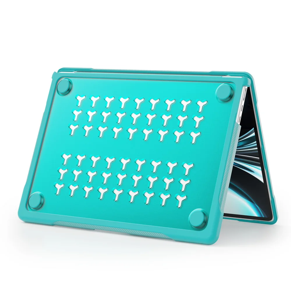 Laptophoes voor Macbook Air 13.6 inch (2022 M2 A2681, 2024 M3 A3113) met opklapbare standaard en volledige bescherming