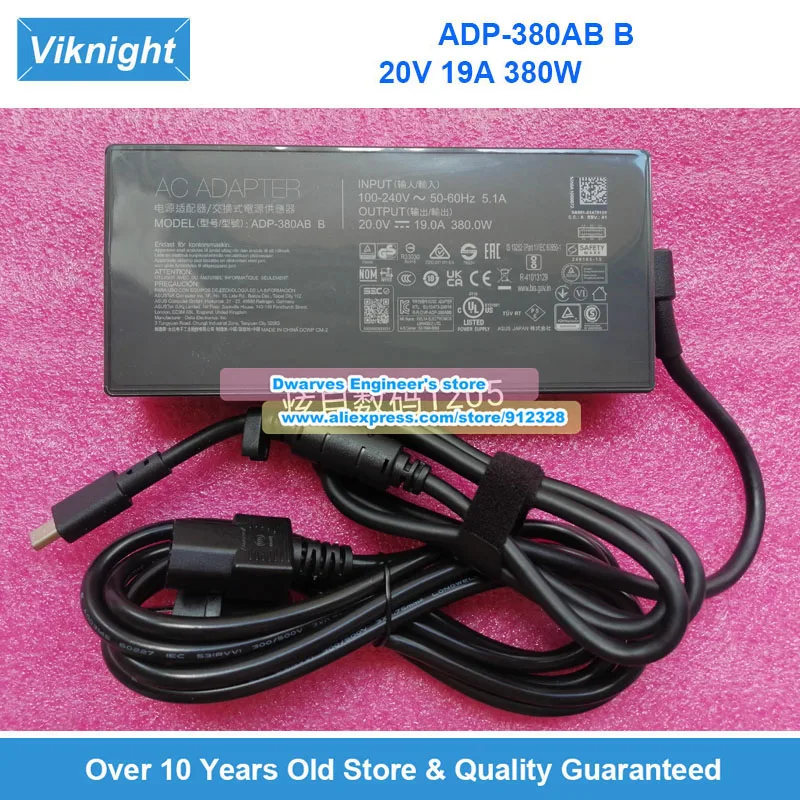

Адаптер для ноутбука ADP-380AB B, 20В 19А для Strix G18 (2025) G815LX RTX5090, Scar 16, Strip Scar16/18, 9 Plus A24-380P1A