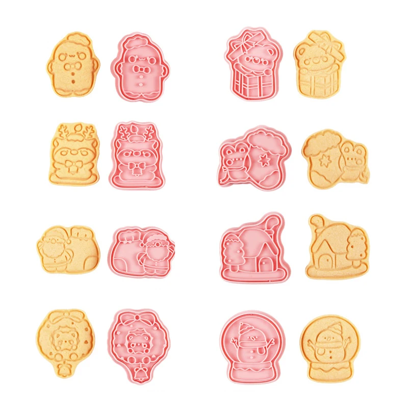 8 יח'\סט עוגיה נושא חג המולד תבניות סנטה claus elk איש שלג gingerbread גבר דפוס גבר ביסקוויט חותך עוגות מסיבה קישוט ציוד