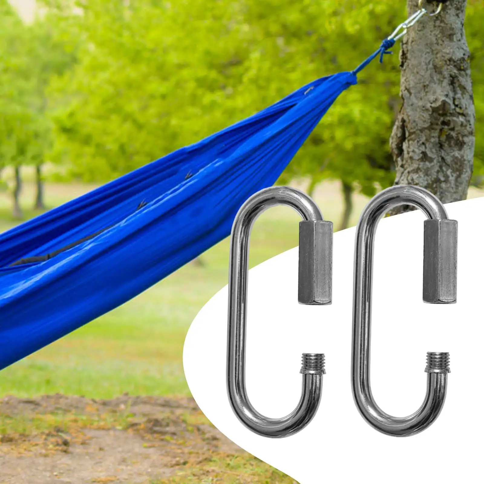 2Pcs Locking Carabiner Clips Rope Connector Hammock Hardware Heavy Duty Multipurpose Quick Link Chain Connector for Yard