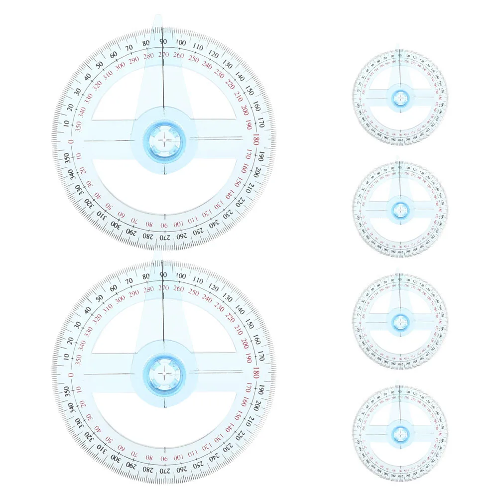 

6pcs Plastic Protractor Ruler Degree Circle Swing Arm Geometric Math Measurement Tool For School Office Drawing