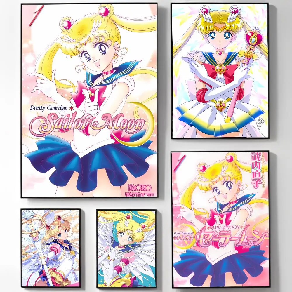 Magical Girl Classic S-Sailor Moon Poster High-definition Art Sticker Self Adhesive Waterproof Home Decoration