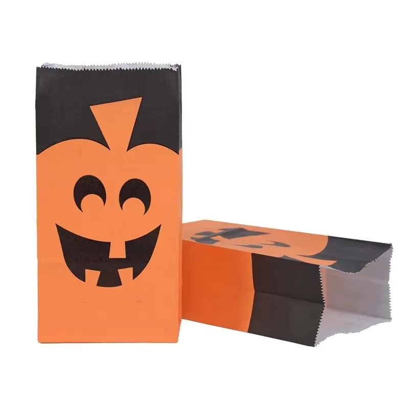 Eco-Friendly Halloween Kraft Bags – 8/16/24Pcs Assorted Print Sacks, DIY Ready for Stickers, Stamps & Creative Gift Wrapping TMZ
