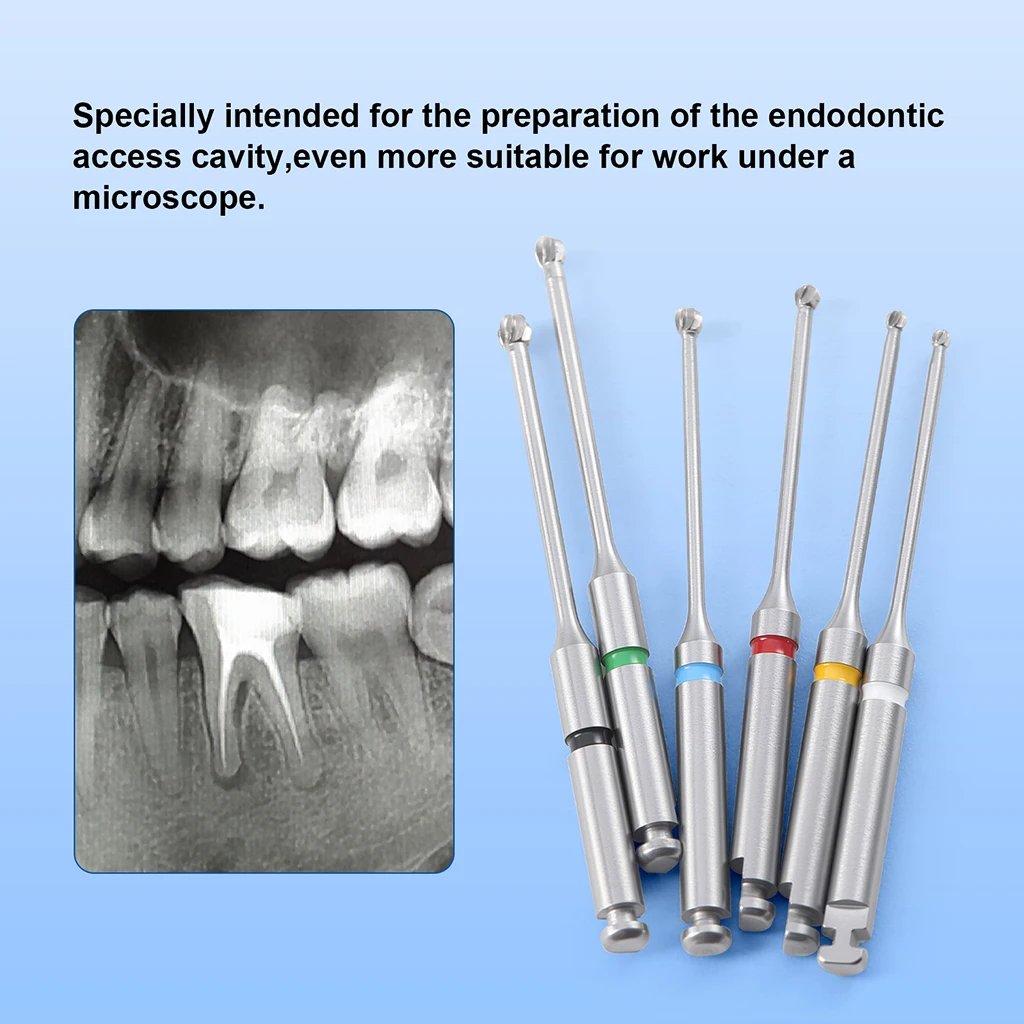 6 Stück/Box Zahnärztliche Bohrer mit Langem Schaft für Mikroskop-Endo-Rundbohrer RA1-6 34mm Edelstahl für Langsamlaufende Handstücke Zahnmedizinische Instrumente – Detail 5
