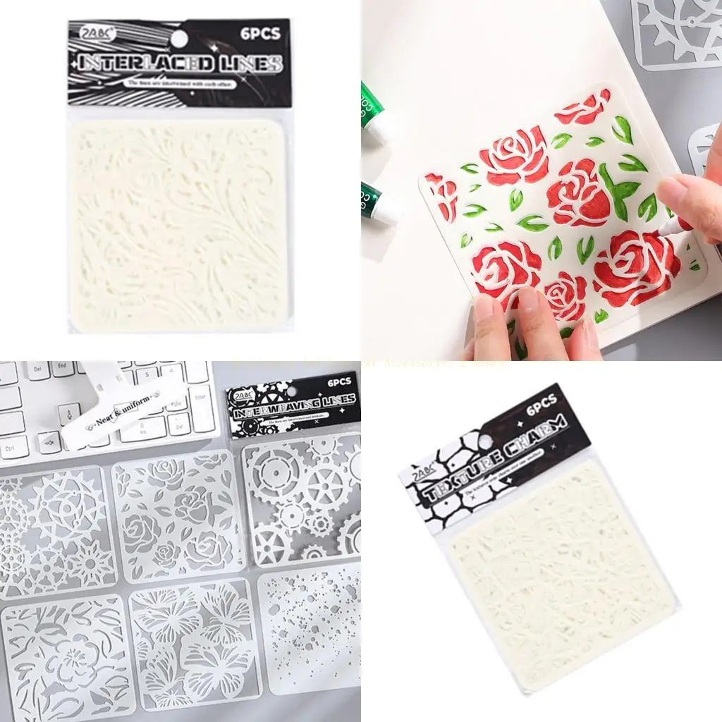 6 PCs estênceis borboleta Flores estênceis estênceis