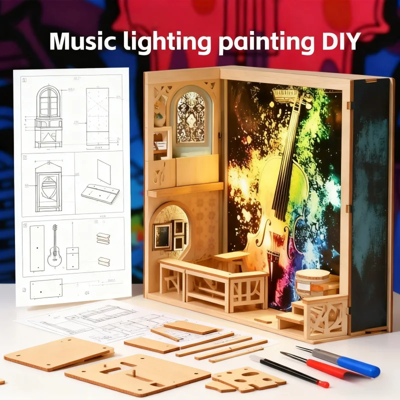 Musical Notes Light Box DIY, 3D LED Shadow Art Craft, Melody Themed Night Lamp Gift for Music Lovers